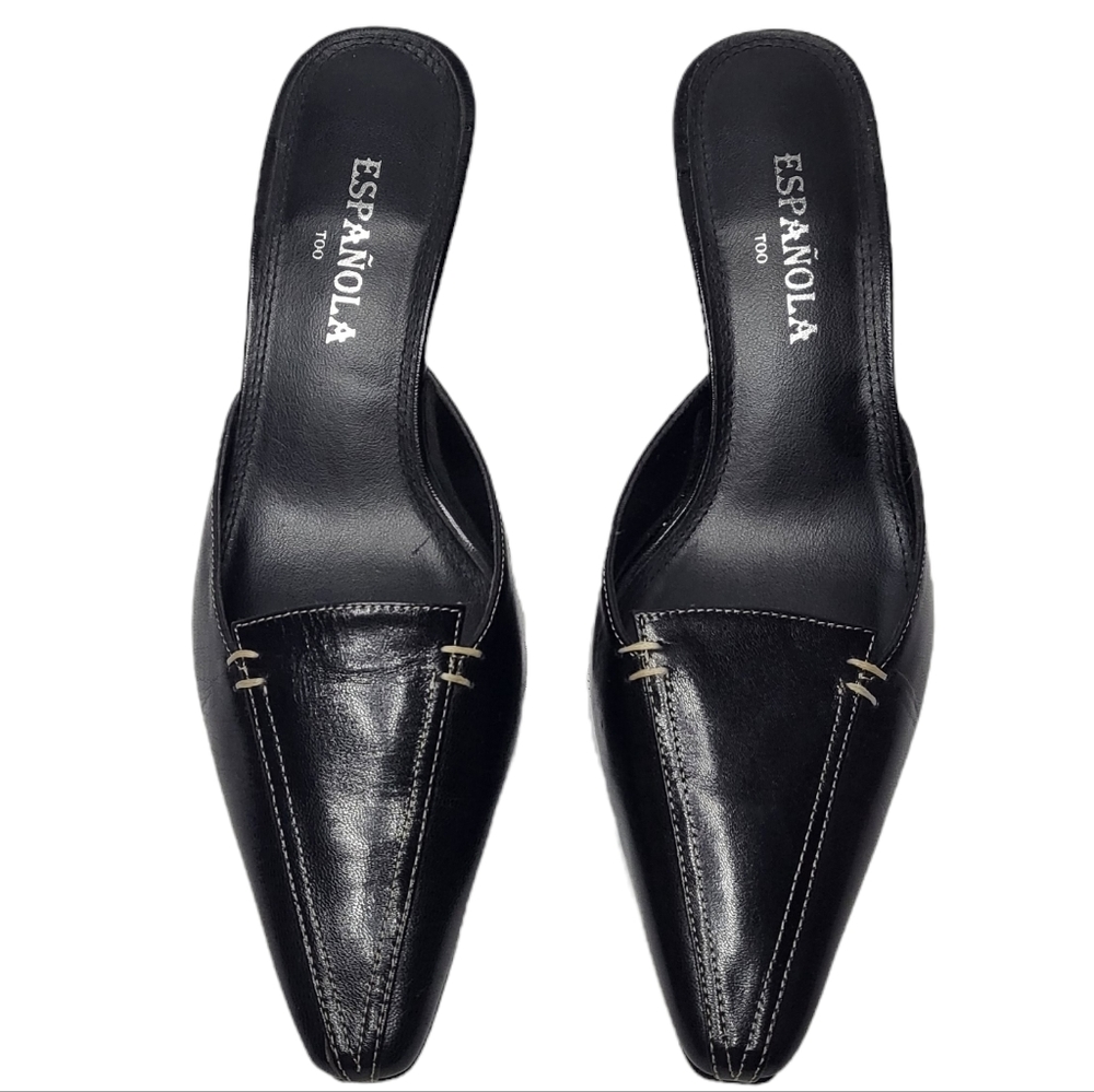 Española Amalia Black Mule Heels - Picture 2 of 7